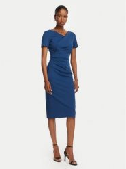 Rinascimento Sukienka koktajlowa CFC0129420003 Granatowy Slim Fit. Niebieskie sukienki damskie Rinascimento, xs, bez wzorów, z syntetyku, wizytowe, bez kołnierzyka, bez ramiączek. Za 609.99 zł.