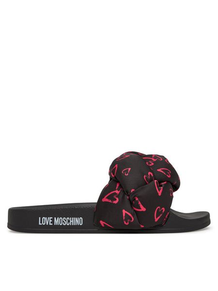 LOVE MOSCHINO Klapki JA28312G0MIW100C Czarny. Czarne klapki damskie Love Moschino, bez wzorów, z materiału, bez obcasa, bez zapięcia. Za 689.99 zł.