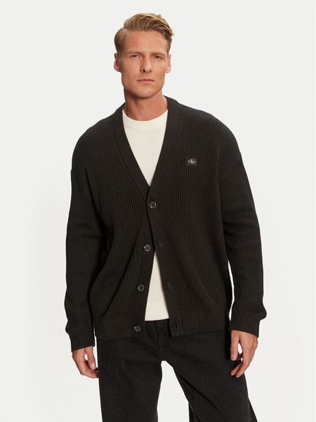 Calvin Klein Jeans Kardigan J30J326201 Czarny Regular Fit. Czarne swetry męskie Calvin Klein Jeans, m, bez wzorów, z bawełny, bez kołnierzyka, bez ramiączek. Za 319.99 zł.