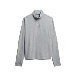 Sweter z prążkowanego materiału z zamkiem na szyi Superdry. Szare swetry męskie Superdry, na zimę, m, bez wzorów, prążkowane, bez kołnierzyka, bez ramiączek. Za 284.00 zł.