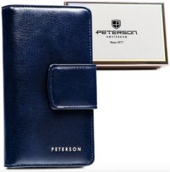 Portfel damski Peterson PTN 008-HF granatowy. Niebieskie portfele damskie Peterson, ze skóry ekologicznej. Za 64.99 zł.
