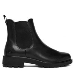Sztyblety ECCO. Czarne botki damskie ecco, bez wzorów, bez obcasa, na płaskiej podeszwie, bez zapięcia. Za 409.99 zł.