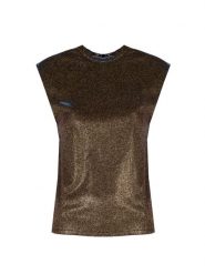 Liu Jo Top | CF2151 J1887 | Kobieta | Złoty. Żółte topy damskie Liu Jo, l, bez wzorów, z materiału, eleganckie, bez kołnierzyka, bez ramiączek. W wyprzedaży za 299.00 zł.