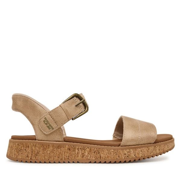 Sandały Skechers. Brązowe sandały damskie Skechers, bez wzorów, bez obcasa, na płaskiej podeszwie, bez zapięcia. Za 234.99 zł.