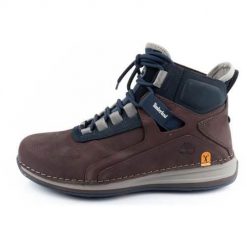 Buty trekkingowe męskie Timberland TB0A5MM4V13. Brązowe buty zimowe męskie Timberland, bez wzorów, z materiału, za kostkę, bez obcasa, bez zapięcia. Za 749.00 zł.