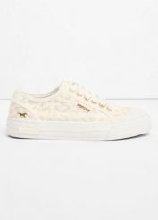 Sneakersy Mustang z nadrukiem zwierzęcym. Białe obuwie sportowe damskie bonprix, bez wzorów, bez zapięcia. Za 219.99 zł.
