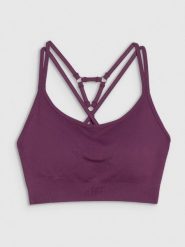 4F Biustonosz do jogi i pilatesu z niskim wsparciem - fioletowy XS/S. Fioletowe bielizna sportowa damska 4F, l, bez wzorów, z dzianiny. W wyprzedaży za 99.99 zł.