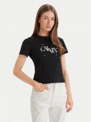 Calvin Klein Jeans T-Shirt Seasonal LV047F808G Czarny Slim Fit. Czarne t-shirty damskie Calvin Klein Jeans, xl, bez wzorów, z bawełny, bez kołnierzyka, bez ramiączek. Za 209.99 zł.