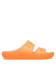 Crocs Klapki Classic Sandal v2 209403 Pomarańczowy. Brązowe klapki damskie Crocs, bez wzorów, z tworzywa sztucznego, bez obcasa, bez zapięcia. Za 135.15 zł.