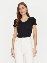 Guess T-Shirt O5RI02 KBBU1 Czarny Regular Fit. Czarne t-shirty damskie Guess, xs, z aplikacjami, z bawełny, bez kołnierzyka, bez ramiączek. Za 89.99 zł.