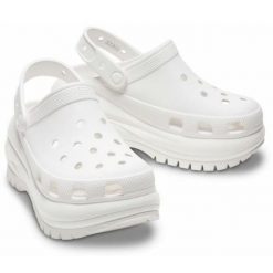 Klapki Crocs Mega Crush Clog 207988-100 białe. Białe klapki damskie na lato, bez wzorów, casualowe, bez obcasa, na platformie, bez zapięcia. Za 544.84 zł.