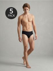 Bawełniane slipki 5 pack - czarny. Czarne slipki męskie Sinsay, l, bez wzorów, z bawełny. Za 29.99 zł.