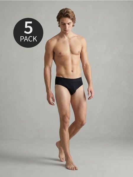 Bawełniane slipki 5 pack - czarny. Czarne slipki męskie Sinsay, l, bez wzorów, z bawełny. Za 29.99 zł.
