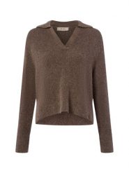 MOS MOSH Sweter z dzianiny z zawartością alpaki - MMThora Aidy Kobiety drobna dzianina beżowy|brązowy, S. Brązowe swetry nierozpinane damskie Mos Mosh, s, bez wzorów, z dzianiny, bez kołnierzyka, bez ramiączek. Za 329.95 zł.