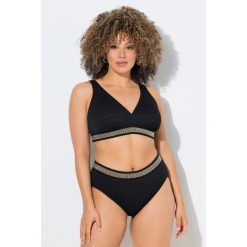 Damskie Bikini złote obrzeże miękkie miseczki regulowane ramiączka. Czarne stroje kąpielowe damskie Ulla Popken, plus size, bez wzorów, z elastanu. W wyprzedaży za 191.99 zł.