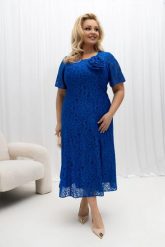 Szafirowa sukienka Dorisse Koronka MIDI rozkloszowana koronkowa na podszewce PLUS SIZE XXL OVERSIZE WIOSNA. Niebieskie sukienki damskie Moda Size Plus Iwanek, na imprezę, na wiosnę, l, bez wzorów, z elastanu, eleganckie, bez kołnierzyka, plus size, bez ramiączek, midi, oversize. Za 359.90 zł.