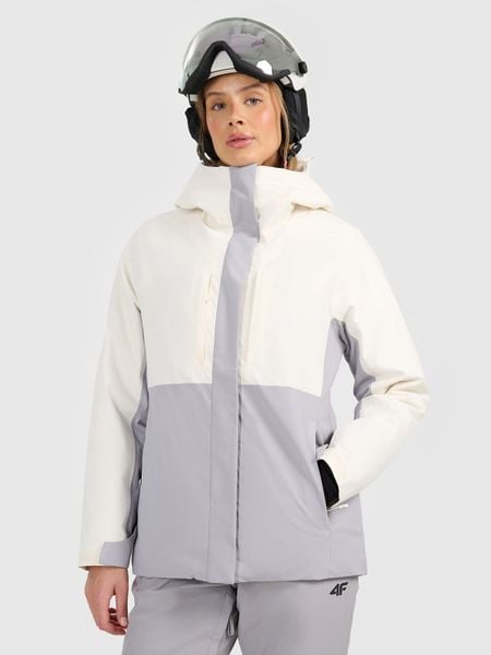 4F Kurtka narciarska membrana 8000 damska - beżowa XXL. Brązowe kurtki sportowe damskie 4F, na zimę, s, bez wzorów, z materiału, bez ramiączek, bez kaptura, narciarskie. Za 599.99 zł.