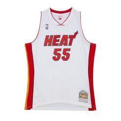 Koszulka Miami Heat Swingman 2005/06. Białe bluzki damskie Mitchell & Ness, bez wzorów, sportowe, bez kołnierzyka, bez ramiączek. Za 564.50 zł.