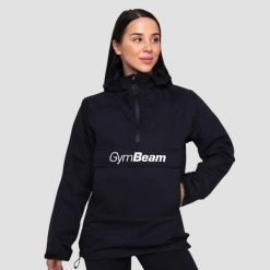Kurtka damska turystyka przeciwdeszczowa czarna Smock. Czarne kurtki sportowe damskie GYMBEAM, xl, bez wzorów, z materiału, bez ramiączek, z kapturem, trekkingowe. Za 173.90 zł.