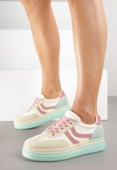 Jasnożółte Sneakersy Typu Kultowe Tenisówki na Niskiej Platformie Olritia. Żółte trampki i tenisówki damskie Renee, bez wzorów, z materiału, bez zapięcia. Za 119.99 zł.
