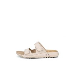 Kobiece klapki na koturnie Ecco Cozmo Strap. Brązowe klapki damskie ecco, bez wzorów, z materiału, bez obcasa, na koturnie, bez zapięcia. Za 483.00 zł.