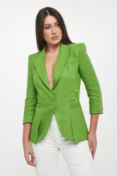 Żakiet z lnem ELISABETTA FRANCHI. Marynarki i żakiety damskie Elisabetta Franchi, bez wzorów, bez kołnierzyka, bez ramiączek. Za 3,189.00 zł.