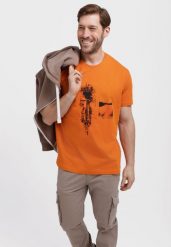 T-shirt bawełniany, Comfort Fit, T-ROADBIKE. Brązowe t-shirty męskie Volcano, l, bez wzorów, z bawełny, bez kołnierzyka, bez ramiączek. Za 69.99 zł.