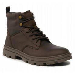 Buty dla mężczyzn Caterpillar PRACTITIONER. Brązowe buty zimowe męskie CATERPILLAR, bez wzorów, bez obcasa, bez zapięcia. Za 489.99 zł.