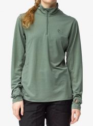Bluza damska Fjallraven Abisko Day Hike Half Zip. Zielone bluzy damskie Fjällräven, l, bez wzorów, z materiału, bez ramiączek, bez kaptura. Za 414.69 zł.