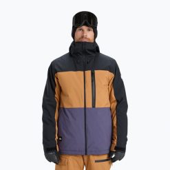 Kurtka snowboardowa męska Quiksilver Sycamore Block 20K. Brązowe kurtki męskie Quiksilver, na zimę, l, bez wzorów, z materiału, sportowe, bez kaptura. Za 929.25 zł.