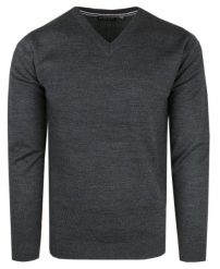Męski Sweter w Serek (V-neck) - Brave Soul - Grafitowy. Szare swetry męskie Brave Soul, l, bez wzorów, biznesowe, bez kołnierzyka, bez ramiączek. Za 79.00 zł.