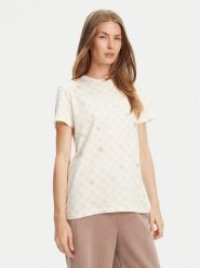 Guess T-Shirt V5YI04 I3Z14 Écru Regular Fit. T-shirty damskie Guess, xl, z aplikacjami, z bawełny, bez kołnierzyka, bez ramiączek. Za 109.99 zł.