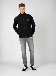 John Richmond Bluza "Full Zip" | UMA24061FE | Mężczyzna | Czarny. Czarne bluzy męskie John Richmond, m, bez wzorów, z bawełny, sportowe, bez ramiączek, bez kaptura. W wyprzedaży za 499.00 zł.