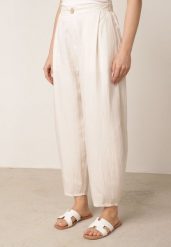 Beżowe Spodnie Haremki Casual z Wiskozy z Wysokim Stanem Kalesilea. Brązowe spodnie materiałowe damskie Born2be, bez wzorów, z jeansu, casualowe, z podwyższonym stanem. Za 79.99 zł.