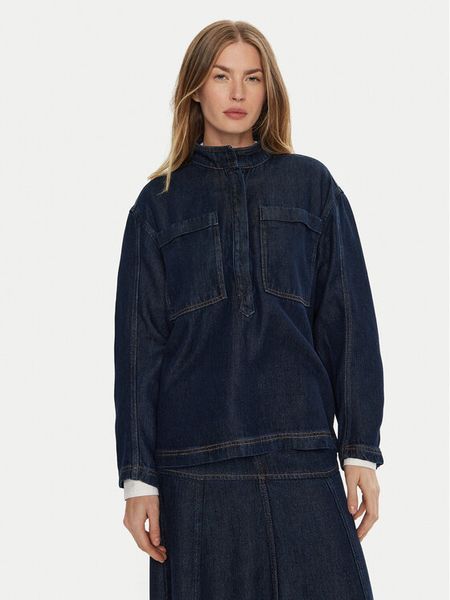 Munthe Bluzka Tuxa 243100024314 Granatowy Relaxed Fit. Niebieskie bluzki damskie Munthe, bez wzorów, z lyocellu, bez kołnierzyka, bez ramiączek. Za 559.99 zł.