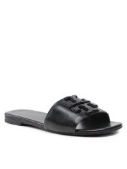 Tory Burch Klapki Double Stack Logo Slide 149466 Czarny. Czarne klapki damskie Tory Burch, bez wzorów, ze skóry, bez obcasa, bez zapięcia. Za 1,789.00 zł.