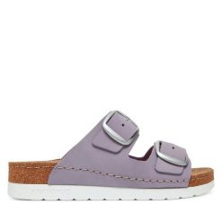 Klapki Dr. Brinkmann. Fioletowe klapki damskie Dr. Brinkmann, bez wzorów, bez obcasa, bez zapięcia. Za 249.99 zł.