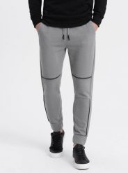 Ombre Spodnie męskie dresowe z kontrastowymi przeszyciami - szare V2 OM-PASK-0145 XXL. Szare spodnie sportowe męskie Ombre, m, bez wzorów, z dresówki. Za 59.99 zł.
