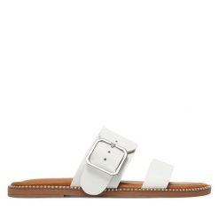 Klapki Tamaris. Białe klapki damskie Tamaris, bez wzorów, bez obcasa, bez zapięcia. Za 179.99 zł.