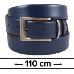Pasek Dwustronny do Spodni Granatowo-Brązowy 110 cm, Elegancki, Męski, Skórzany -VICTORIO. Brązowe paski męskie Victorio, ze skóry, eleganckie. Za 99.00 zł.