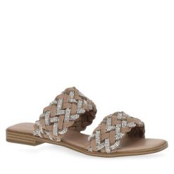 Klapki Caprice. Brązowe klapki damskie Caprice, bez wzorów, bez obcasa, bez zapięcia. Za 229.99 zł.