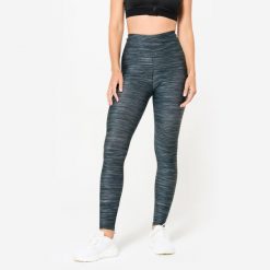 Legginsy fitness damskie Domyos w panterkę melanż. Szare legginsy damskie DOMYOS, bez wzorów, z elastanu. Za 69.99 zł.