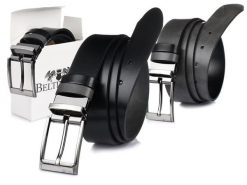 Beltimore pasek męski skórzany dwustronny czarno-szary W11 : Kolory - czarny, Rozmiar pasków - r.90-105 cm. Czarne paski męskie ze skóry, wizytowe. Za 59.90 zł.