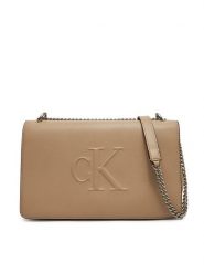 Calvin Klein Jeans Torebka Sculpted Ew Flap25 Shoulder Bag LV04K3035G Beżowy. Brązowe torebki do ręki damskie Calvin Klein Jeans, bez wzorów, z jeansu, bez dodatków. Za 329.99 zł.