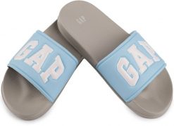 Damskie klapki sportowe miejskie na basen plażę GAP MURPHY. Niebieskie klapki damskie GAP, na lato, bez wzorów, z materiału, eleganckie, bez obcasa, bez zapięcia. Za 79.00 zł.