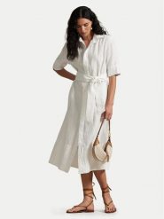 Polo Ralph Lauren Sukienka koszulowa 211965844001 Biały Relaxed Fit. Białe sukienki damskie Polo Ralph Lauren, bez wzorów, ze lnu, bez kołnierzyka, bez ramiączek, koszulowe. Za 719.99 zł.