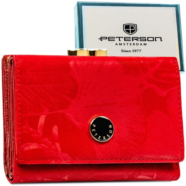 Elegancki, czerwony portfel damski ze skóry naturalnej i ekologicznej Peterson PTN PS15-09-MLF. Czerwone portfele damskie Peterson, ze skóry. Za 115.99 zł.