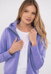 Bluza na zamek B-ALEXA. Zielone bluzy damskie Volcano, s, bez wzorów, z bawełny, klasyczne, bez ramiączek, z kapturem. Za 179.99 zł.
