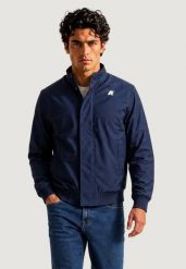 Kurtka anorak Mężczyzna K-WAY Arsene Warm Micro Canvas. Niebieskie kurtki męskie K-Way, m, bez wzorów, z materiału, biznesowe, bez kaptura. Za 947.32 zł.