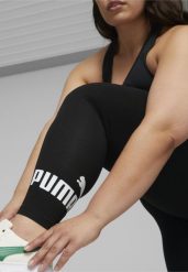 Legginsy treningowe damskie Puma ESS Logo. Czarne legginsy damskie Puma, bez wzorów, z bawełny. Za 154.82 zł.